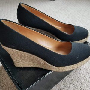 J. Crew Black Espadrille Wedges Shoes, Size 8, New in Box!